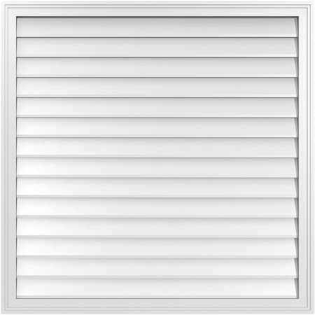 Ekena Millwork Vertical Surface Mount PVC Gable Vnt: Non-Functional, w/2"W x 1-1/2"H, Brickmould Frame, 42"W x 42"H GVPVE42X4202SN